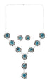 Native American Navajo Turquoise Sterling Silver Bead Necklace Earring Set JX130939